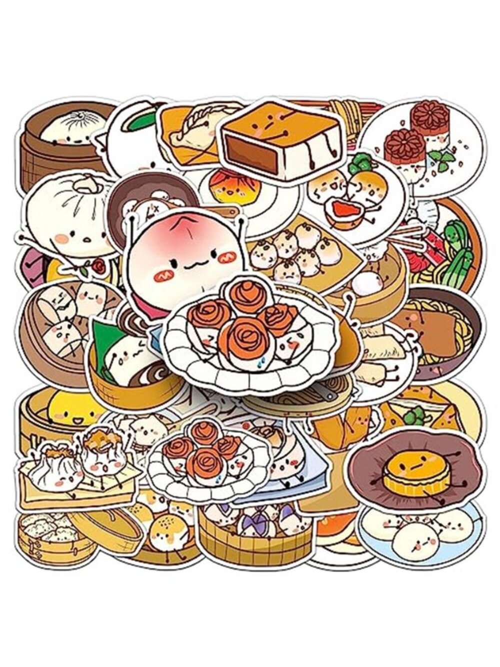 50Pcs Chinese Traditional Food Stickers Breakfast Waterproof Vinyl Decals